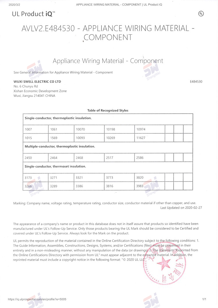 勝維股份UL證書(shū) 勝維股份UL證書(shū)